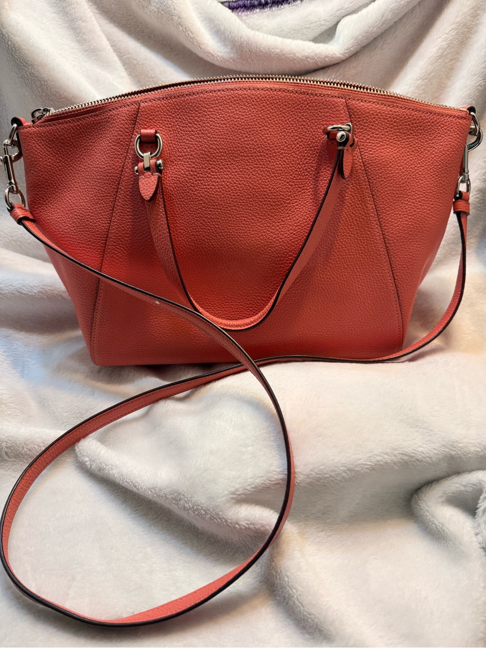 Coach Prairie Coral Pebbled Leather Shoulder Bag - Picture 2 of 8